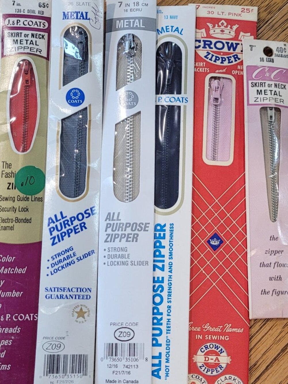 Metal 7 inch Zippers